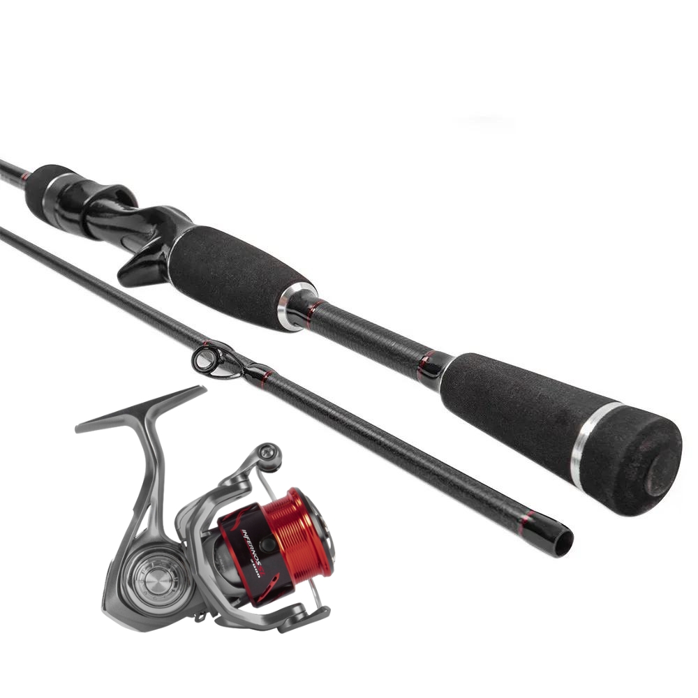8FT Fishing Combo Red Rod and Reel, fishing rod